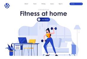 Fitness zu Hause flache Landingpage Design vektor