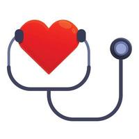 friska hjärta stetoskop ikon, tecknad serie stil vektor