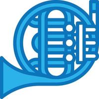 franska horn musik musikalisk instrument - blå ikon vektor
