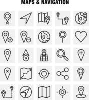 Karten- und Navigationslinien-Icon-Pack für Designer und Entwickler Symbole von GPS löschen Karte Karten Navigation Kompass GPS-Kursvektor vektor