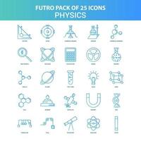 25 grüne und blaue Futuro-Physik-Icon-Pack vektor