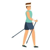 Sport-Nordic-Walking-Ikone, Cartoon-Stil vektor