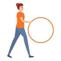 Mädchen-Fitness-Ring-Symbol, Cartoon-Stil vektor