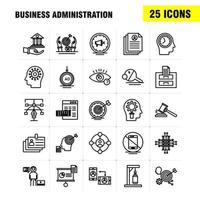 Business Administration Line Icons Set für Infografiken Mobile Uxui Kit und Printdesign umfassen Diagrammdiagramm Tortendiagrammdokument Hammer Gerechtigkeit Anwaltssammlung modernes Infografik-Logo und vektor