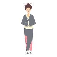 geisha ikon tecknad serie vektor. kvinna fläkt vektor