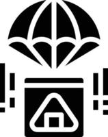 Fallschirm-Reisbällchen-Lebensmittellieferung - solides Symbol vektor