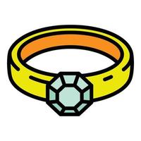 klassisk diamant ringa ikon översikt vektor. bröllop ringa vektor