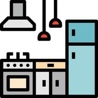 kök ugn kylskåp matlagning handfat - fylld översikt ikon vektor