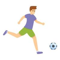 unge löpning fotboll boll ikon, tecknad serie stil vektor