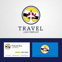 reise brunei kreatives kreisflaggenlogo und visitenkartendesign vektor