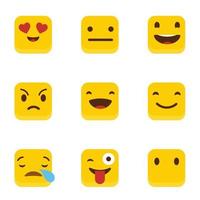 Set aus gelbem quadratischem Emojis-Designvektor vektor