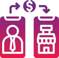 Geldüberweisung Mobiles Einkaufen Geldbanking - solides Farbverlaufssymbol vektor