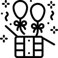 Ballon-Box-Geschenk-Überraschung Unterhaltung - Umriss-Symbol vektor
