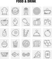 mat och dryck linje ikoner uppsättning för infographics mobil uxui utrustning och skriva ut design inkludera bröd mat limpa is grädde grädde mat äta ikon uppsättning vektor