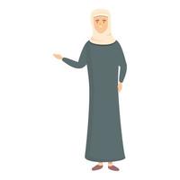 muslim kvinna lärare ikon tecknad serie vektor. uppkopplad skola vektor