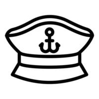 fartyg kapten keps ikon, översikt stil vektor