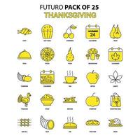 Thanksgiving-Icon-Set gelb futuro neuestes Design-Icon-Pack vektor