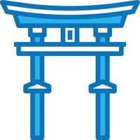 torii tor japan wahrzeichen tempeltor - blaues symbol vektor