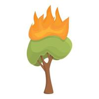 brinnande träd ikon, tecknad serie stil vektor