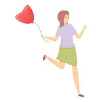 Mädchen mit Herzballonikonen-Karikaturvektor. Süße Liebe vektor