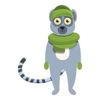 Lemur-Winterkopfbedeckungsikone, Cartoon-Stil vektor