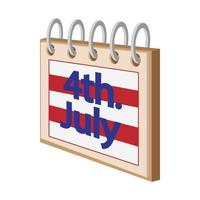 4. juli kalender, unabhängigkeitstag usa cartoon-symbol vektor