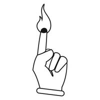 brennender Finger schwarz einfaches Symbol vektor