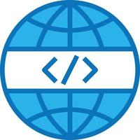 taggar html värld hemsida seo - blå ikon vektor