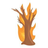 brennende Waldbaum-Ikone, Cartoon-Stil vektor