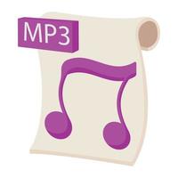 Symbol für MP3-Audiodateierweiterung, Cartoon-Stil vektor