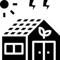 hus ekologi solcell energi belysning - fast ikon vektor