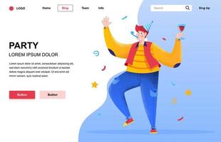 Party Flat Landing Page Zusammensetzung vektor