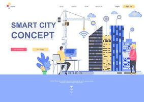 flache Landingpage-Vorlage des Smart City-Konzepts vektor