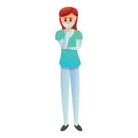 sjuksköterska karaktär ikon, tecknad serie stil vektor