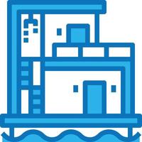 hus flytande vatten lyx byggnad - blå ikon vektor