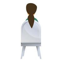 Rückansicht Mädchen auf Stuhl-Symbol, Cartoon-Stil vektor