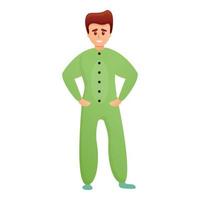 Junge im grünen Pyjama-Symbol, Cartoon-Stil vektor