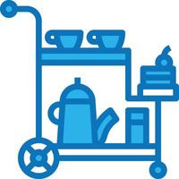 Warenkorb Teeservice Lieferung von Lebensmitteln - blaues Symbol vektor