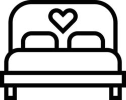 Bett, Liebe, Herz, Möbel, Ehe, romantische Schlafzimmermöbel und Haushalt, Liebe und Romantik - Gliederungssymbol vektor