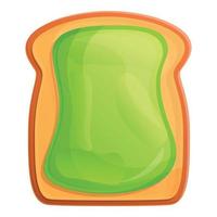 Grünes Marmelade-Toast-Symbol, Cartoon-Stil vektor