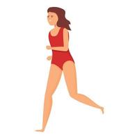 löpning kvinna livräddare ikon tecknad serie vektor. vatten hav vektor