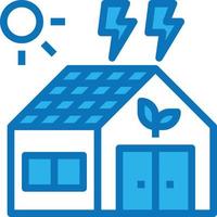 Haus Ökologie Solarzelle Energie Beleuchtung - blaues Symbol vektor