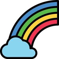 Regenbogen buntes Wolkenwetter - gefülltes Umrisssymbol vektor
