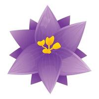 violett krokus ikon, tecknad serie stil vektor