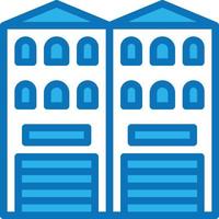 Shophouse Doppelhausgebäude - blaues Symbol vektor