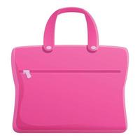 flicka rosa bärbar dator väska ikon, tecknad serie stil vektor