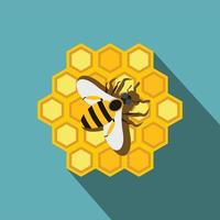 waben- und bienenflachsymbol vektor