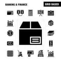 Banking solides Glyphen-Icon-Pack für Designer und Entwickler Ikonen der Analyse Finanzdiagramm berichten hierarchisch nach unten Verwaltungsorganisationsvektor vektor