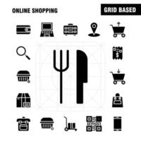 Shopping-Solid-Glyph-Icon-Pack für Designer und Entwickler vektor