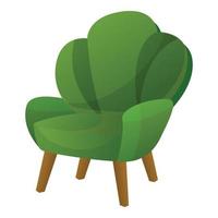 grön fåtölj ikon, tecknad serie stil vektor
